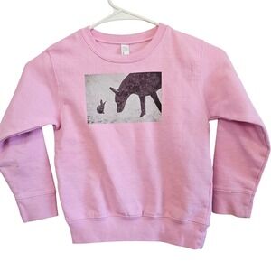 Rabbit Skins Pink Dog and Rabbit Snowy Graphic Sweatshirt Kids Size 5/6 Pullover